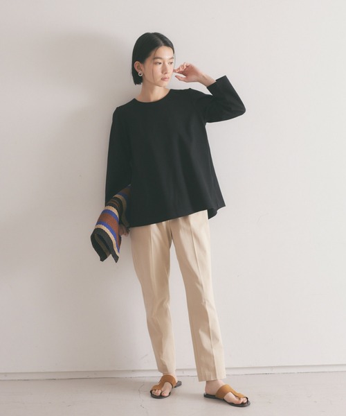 qualite(カリテ)の「【WEB・一部店舗限定】ポンチバックタックプルオーバー(Tシャツ/カットソー・レディース・ベージュ/ブラック・フリー)」の22枚目の写真