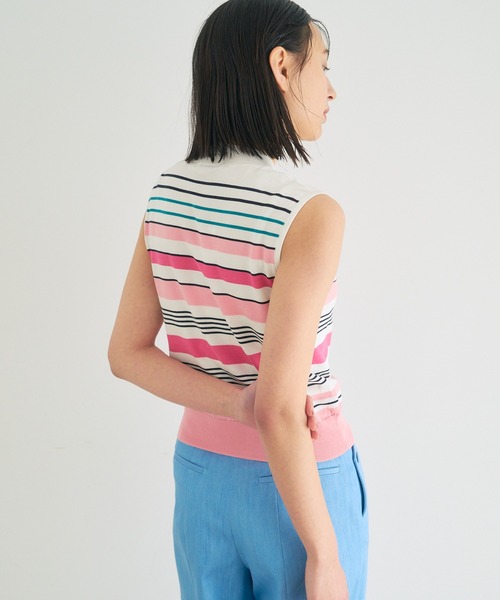 ANAYI(アナイ)の「シルクコットンマルチボーダー プルオーバー <手洗い可><Sサイズあり>(ニット/セーター・レディース・ミント/ピンク・38/36)」の17枚目の写真