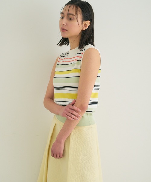 ANAYI(アナイ)の「シルクコットンマルチボーダー プルオーバー <手洗い可><Sサイズあり>(ニット/セーター・レディース・ミント/ピンク・38/36)」の9枚目の写真