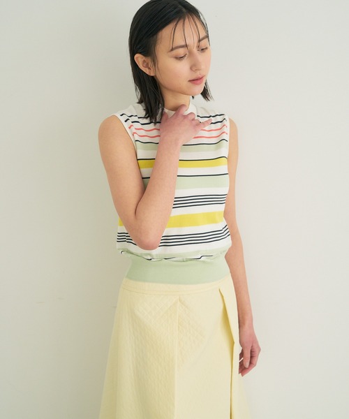 ANAYI(アナイ)の「シルクコットンマルチボーダー プルオーバー <手洗い可><Sサイズあり>(ニット/セーター・レディース・ミント/ピンク・38/36)」の8枚目の写真
