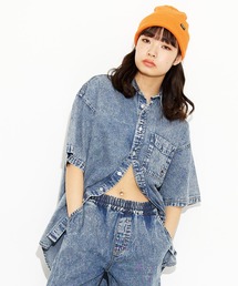 X-girl | CHEMICAL WASH DENIM FACE EMBROIDERY S/S SHIRT(シャツ/ブラウス)
