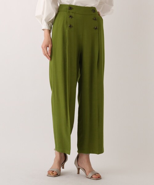 OPAQUE.CLIP（オペークドットクリップ）の「◆【Cafissi】ドレープツイル マリンボタンデザインパンツ（その他パンツ・レディース・黄緑系/ダークネイビー/ブルー・40/36/38/34/42）」の2枚目の写真