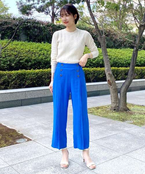 OPAQUE.CLIP（オペークドットクリップ）の「◆【Cafissi】ドレープツイル マリンボタンデザインパンツ（その他パンツ・レディース・黄緑系/ダークネイビー/ブルー・40/36/38/34/42）」の15枚目の写真