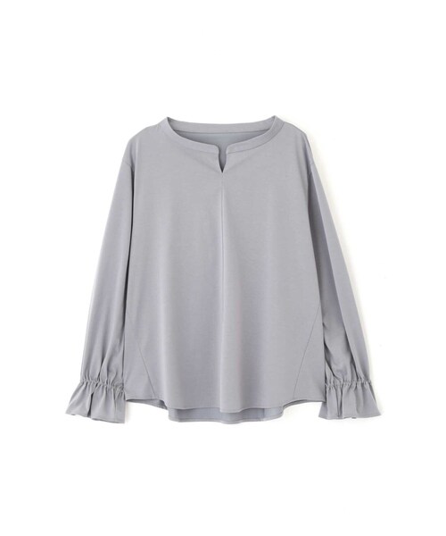 human woman(ヒューマンウーマン)の「◆袖ギャザージャージーブラウス(Tシャツ/カットソー・レディース・ブルー/ホワイト・MEDIUM)」の8枚目の写真