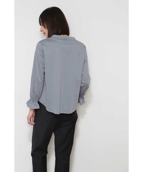 human woman(ヒューマンウーマン)の「◆袖ギャザージャージーブラウス(Tシャツ/カットソー・レディース・ブルー/ホワイト・MEDIUM)」の11枚目の写真