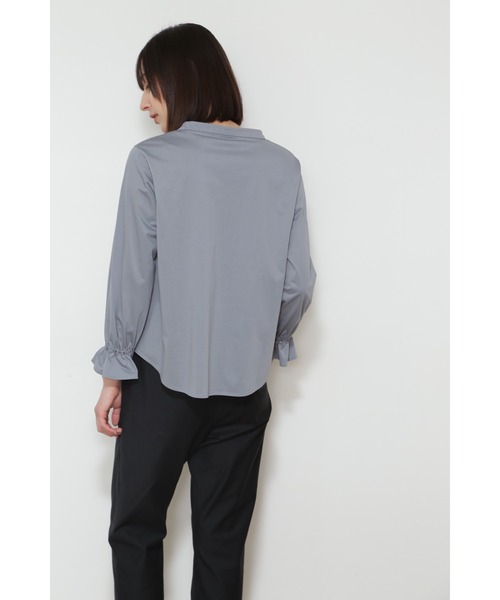 human woman(ヒューマンウーマン)の「◆袖ギャザージャージーブラウス(Tシャツ/カットソー・レディース・ブルー/ホワイト・MEDIUM)」の21枚目の写真