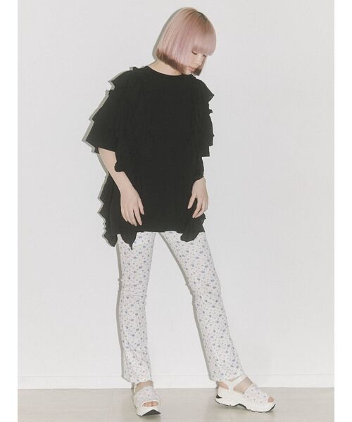 merry jenny（メリージェニー）の「frill frillチュニックワンピース（チュニック・レディース・ブラック/オフホワイト/アイボリー・FREE）」の4枚目の写真