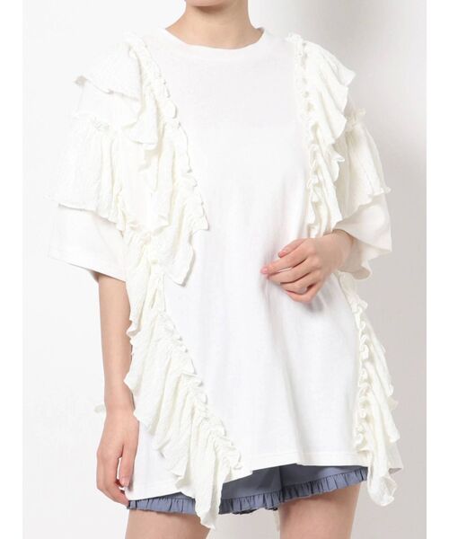 merry jenny（メリージェニー）の「frill frillチュニックワンピース（チュニック・レディース・ブラック/オフホワイト/アイボリー・FREE）」の6枚目の写真