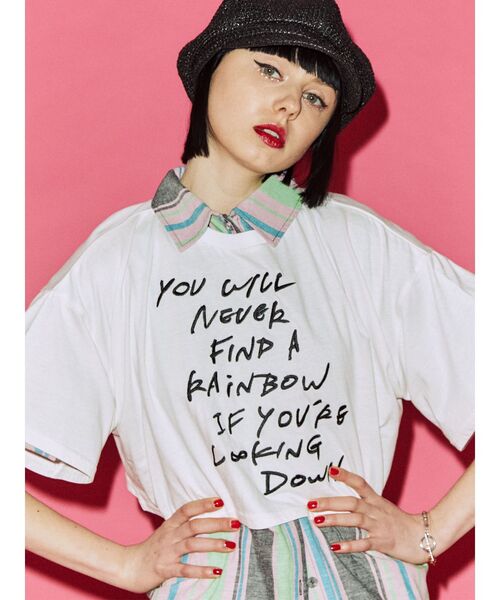 jouetie(ジュエティ)の「グランジロゴクロップド Tシャツ(Tシャツ/カットソー・レディース・ブラック/オフホワイト/ピンク・MEDIUM)」の1枚目の写真