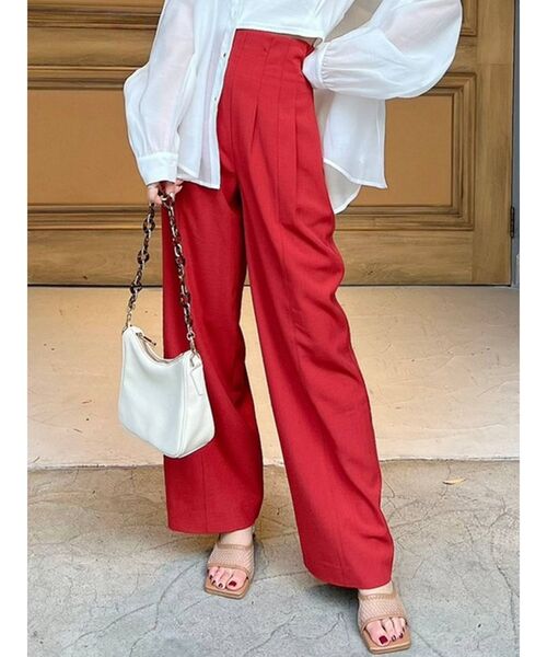 RESEXXY（リゼクシー）の「ハイウエストストレートパンツ（その他パンツ・レディース・レッド/ブラック/アイボリー・FREE）」の3枚目の写真