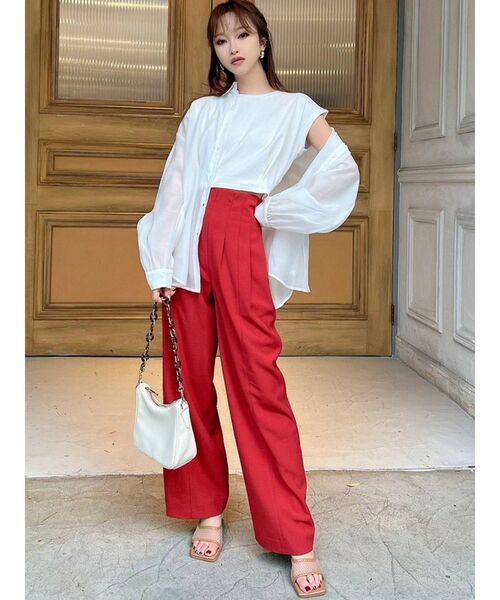 RESEXXY（リゼクシー）の「ハイウエストストレートパンツ（その他パンツ・レディース・レッド/ブラック/アイボリー・FREE）」の6枚目の写真