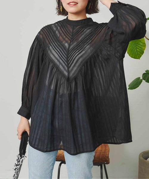 CPCM(シーピーシーエム)の「シアージャガードデザインブラウス(シャツ/ブラウス・レディース・ブラック/オフホワイト/イエロー・FREE)」の16枚目の写真