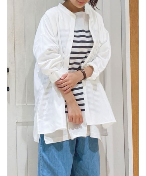 Samansa Mos2 blue（サマンサモスモスブルー）の「バンドカラーシャツ（シャツ/ブラウス・レディース・オフホワイト/イエロー/ブルー・ﾌﾘ-）」の2枚目の写真