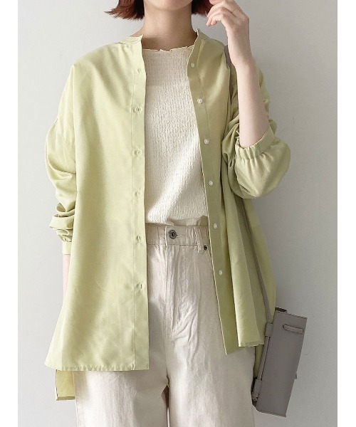 Samansa Mos2 blue（サマンサモスモスブルー）の「バンドカラーシャツ（シャツ/ブラウス・レディース・オフホワイト/イエロー/ブルー・ﾌﾘ-）」の3枚目の写真