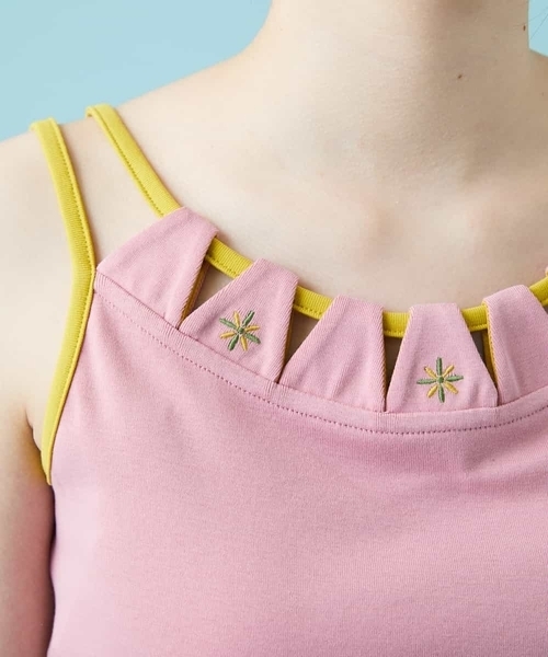 Jocomomola(ホコモモラ)の「フライス刺繍キャミソール(キャミソール・レディース・ブラック/ピンク/クリーム・40)」の7枚目の写真