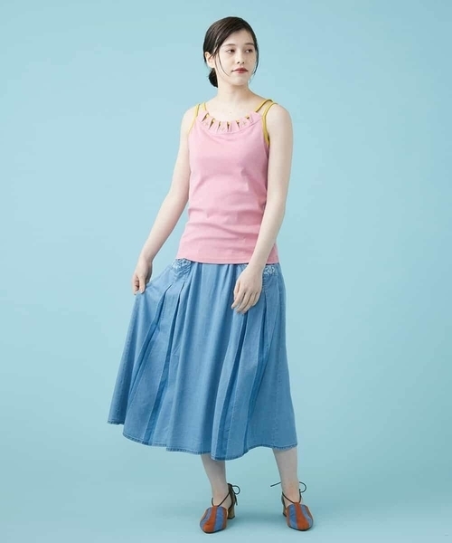 Jocomomola(ホコモモラ)の「フライス刺繍キャミソール(キャミソール・レディース・ブラック/ピンク/クリーム・40)」の11枚目の写真