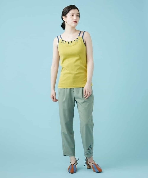 Jocomomola(ホコモモラ)の「フライス刺繍キャミソール(キャミソール・レディース・ブラック/ピンク/クリーム・40)」の14枚目の写真