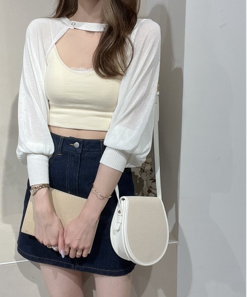 Heather(ヘザー)の「パイピングキャンバスショルダ- 285053(ショルダーバッグ・レディース・ブラック/アイボリー・ONE SIZE)」の2枚目の写真