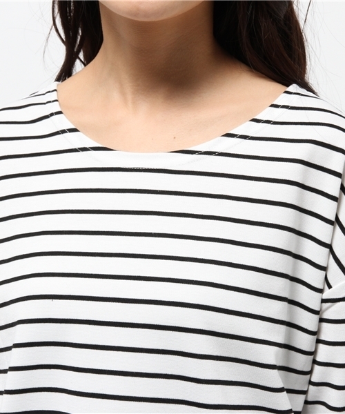 mystic（ミスティック）の「起毛レース付きボーダープルオーバー（Tシャツ/カットソー・レディース・ブラック/オフホワイト/ネイビー・ﾌﾘ-）」の10枚目の写真