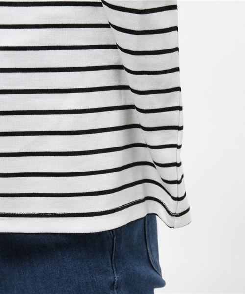 mystic（ミスティック）の「起毛レース付きボーダープルオーバー（Tシャツ/カットソー・レディース・ブラック/オフホワイト/ネイビー・ﾌﾘ-）」の12枚目の写真
