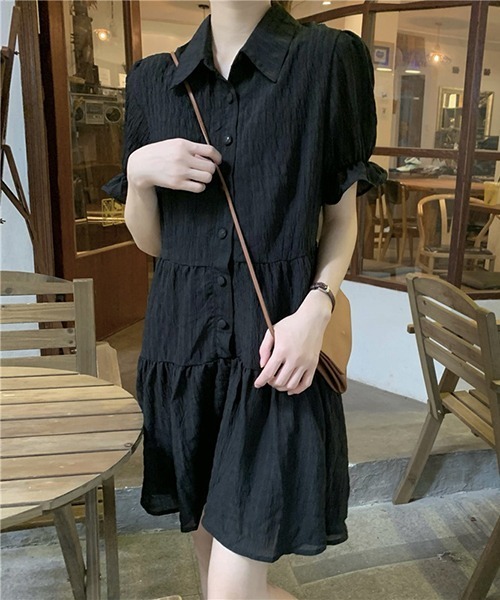 セール】YUGA フレンチスリーブ ティアードミニワンピース（ワンピース