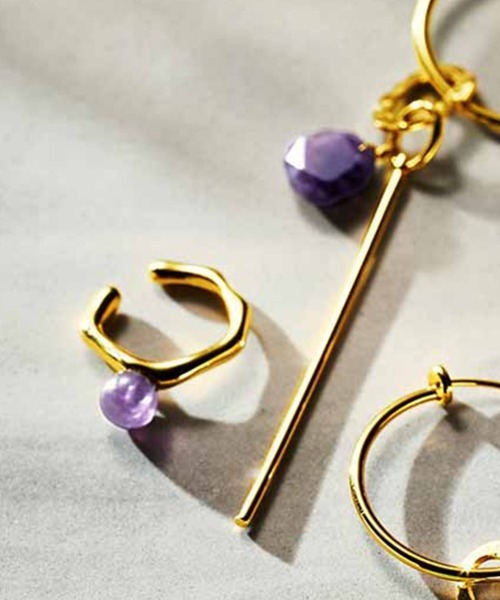 MEDE19F（メデジュウキュウ）の「ＭＥＤＥ１９Ｆ　天然石をあしらったイヤアクセセット（イヤリング・レディース・パープル/イエロー/グリーン・ONE SIZE）」の2枚目の写真