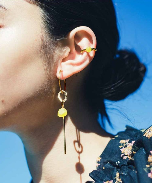 MEDE19F（メデジュウキュウ）の「ＭＥＤＥ１９Ｆ　天然石をあしらったイヤアクセセット（イヤリング・レディース・パープル/イエロー/グリーン・ONE SIZE）」の3枚目の写真