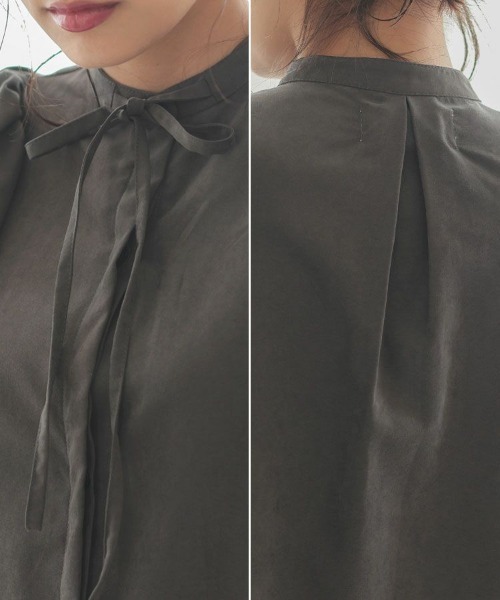 DONOBAN（ドノバン）の「ボリュームスリーブシャツワンピース（シャツワンピース・レディース・チャコール/ベージュ/キャメル/ピンク/カーキ・F）」の16枚目の写真