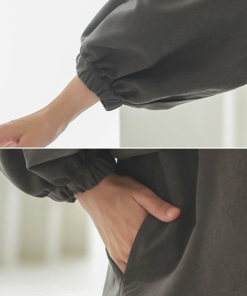 DONOBAN（ドノバン）の「ボリュームスリーブシャツワンピース（シャツワンピース・レディース・チャコール/ベージュ/キャメル/ピンク/カーキ・F）」の17枚目の写真