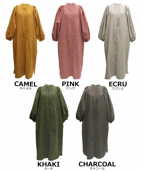 DONOBAN（ドノバン）の「ボリュームスリーブシャツワンピース（シャツワンピース・レディース・チャコール/ベージュ/キャメル/ピンク/カーキ・F）」の19枚目の写真