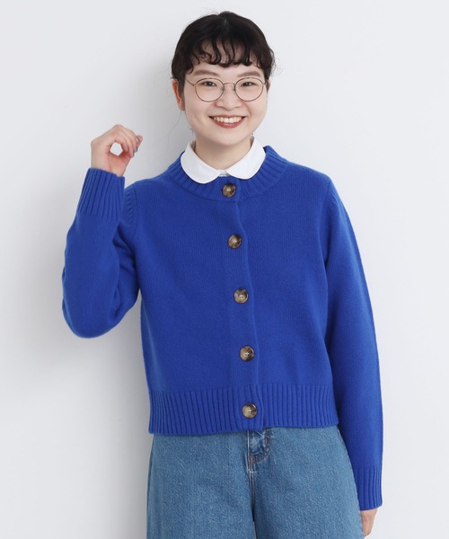 CHILD WOMAN（チャイルドウーマン）の「Extrafine merino wool 5GGクルーネックカーディガン（カーディガン/ボレロ・レディース・レッド/ブルー/アイボリー/イエロー/グリーン/オレンジ/ネイビー・FREE）」の5枚目の写真