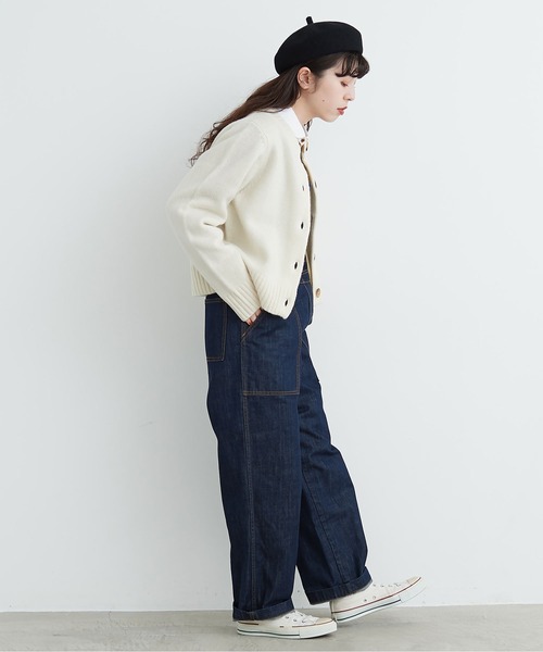 CHILD WOMAN（チャイルドウーマン）の「Extrafine merino wool 5GGクルーネックカーディガン（カーディガン/ボレロ・レディース・レッド/ブルー/アイボリー/イエロー/グリーン/オレンジ/ネイビー・FREE）」の16枚目の写真