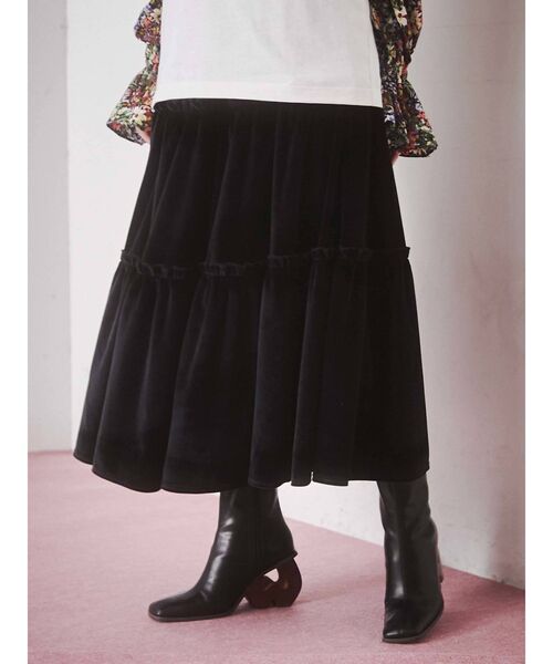 merry jenny（メリージェニー）の「ベロアティアードスカート（スカート・レディース・ブラック/グリーン/ラベンダー/ブラウン・FREE）」の7枚目の写真