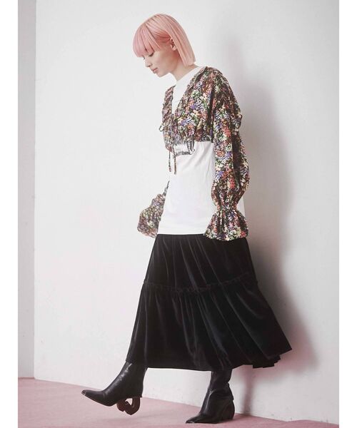 merry jenny（メリージェニー）の「ベロアティアードスカート（スカート・レディース・ブラック/グリーン/ラベンダー/ブラウン・FREE）」の5枚目の写真
