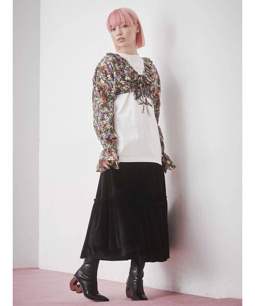 merry jenny（メリージェニー）の「ベロアティアードスカート（スカート・レディース・ブラック/グリーン/ラベンダー/ブラウン・FREE）」の13枚目の写真