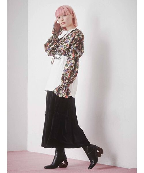 merry jenny（メリージェニー）の「ベロアティアードスカート（スカート・レディース・ブラック/グリーン/ラベンダー/ブラウン・FREE）」の6枚目の写真