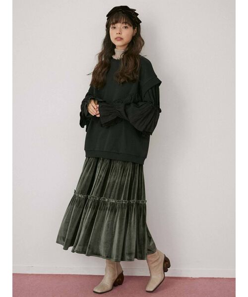 merry jenny（メリージェニー）の「ベロアティアードスカート（スカート・レディース・ブラック/グリーン/ラベンダー/ブラウン・FREE）」の20枚目の写真