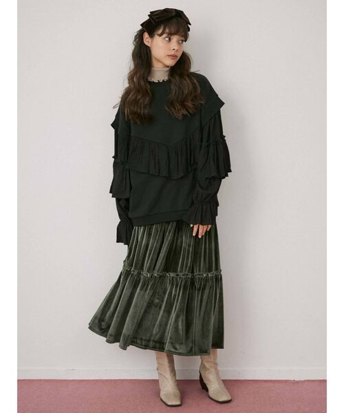 merry jenny（メリージェニー）の「ベロアティアードスカート（スカート・レディース・ブラック/グリーン/ラベンダー/ブラウン・FREE）」の22枚目の写真