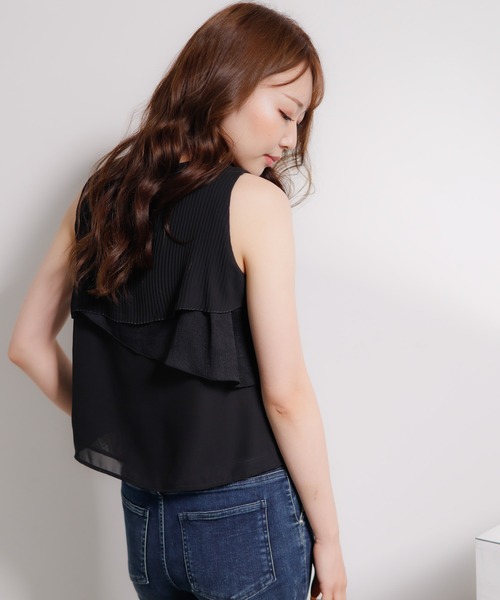 LIPSERVICE（リップサービス）の「ティアードシフォントップス（タンクトップ・レディース・アイボリー/グリーン/ブラック・FREE）」の2枚目の写真