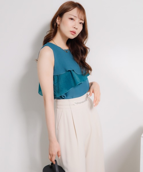 LIPSERVICE（リップサービス）の「ティアードシフォントップス（タンクトップ・レディース・アイボリー/グリーン/ブラック・FREE）」の7枚目の写真