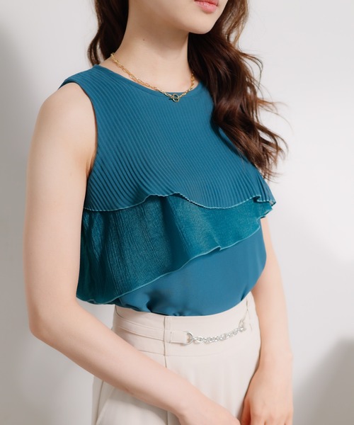 LIPSERVICE（リップサービス）の「ティアードシフォントップス（タンクトップ・レディース・アイボリー/グリーン/ブラック・FREE）」の9枚目の写真