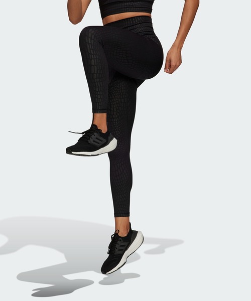 adidas(アディダス)の「Optime トレーニング クロックエンボス 7/8 タイツ / ヨガウェア / アディダス(レディース)(レギンス/スパッツ・レディース・ブラック・MEDIUM/LARGE/X-LARGE/SMALL/XX-LARGE)」の3枚目の写真