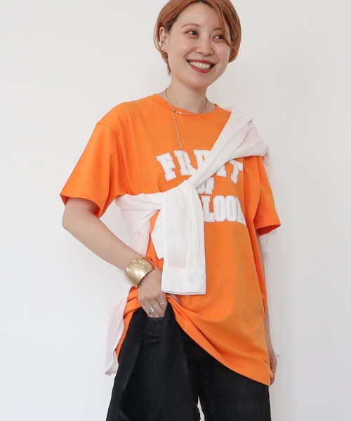 AMERICAN HOLIC（アメリカンホリック）の「【FRUIT OF THE LOOM】カレッジロゴTEE（Tシャツ/カットソー・レディース・ホワイト/ブラック/オレンジ/ミント/ベージュ・L/M）」の5枚目の写真