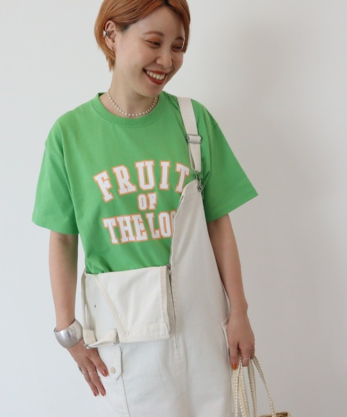 AMERICAN HOLIC（アメリカンホリック）の「【FRUIT OF THE LOOM】カレッジロゴTEE（Tシャツ/カットソー・レディース・ホワイト/ブラック/オレンジ/ミント/ベージュ・L/M）」の4枚目の写真