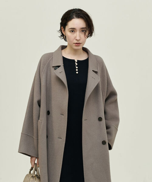 NOLLEY’S（ノーリーズ）の「◇【WEB限定】チェスターダブルリバーハーフコート（その他アウター・レディース・ブラック/ベージュ/サックスブルー/ブラウン・FREE）」の13枚目の写真