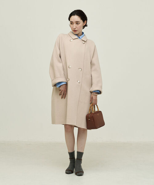 NOLLEY’S（ノーリーズ）の「◇【WEB限定】チェスターダブルリバーハーフコート（その他アウター・レディース・ブラック/ベージュ/サックスブルー/ブラウン・FREE）」の20枚目の写真