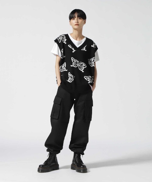 Chica（チカ）の「Chica/チカ/蝶ニットベスト（ベスト・レディース・ブラック/グリーン・F）」の7枚目の写真