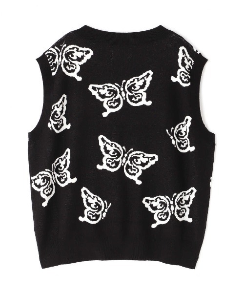 Chica（チカ）の「Chica/チカ/蝶ニットベスト（ベスト・レディース・ブラック/グリーン・F）」の10枚目の写真