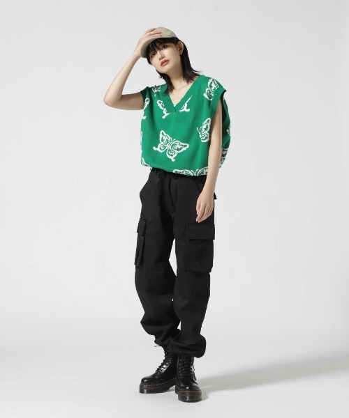 Chica（チカ）の「Chica/チカ/蝶ニットベスト（ベスト・レディース・ブラック/グリーン・F）」の14枚目の写真