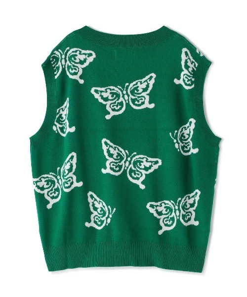 Chica（チカ）の「Chica/チカ/蝶ニットベスト（ベスト・レディース・ブラック/グリーン・F）」の18枚目の写真